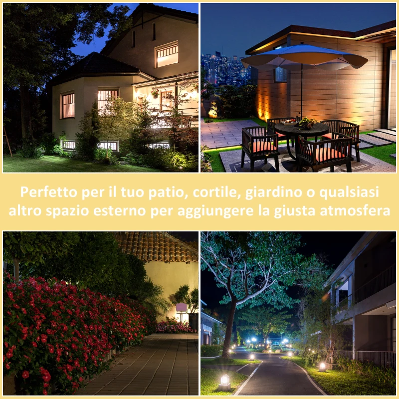 Outsunny Lumina pentru Exterior cu Energie Solara cu 2 Culori, Φ23.5x60cm, Neagra