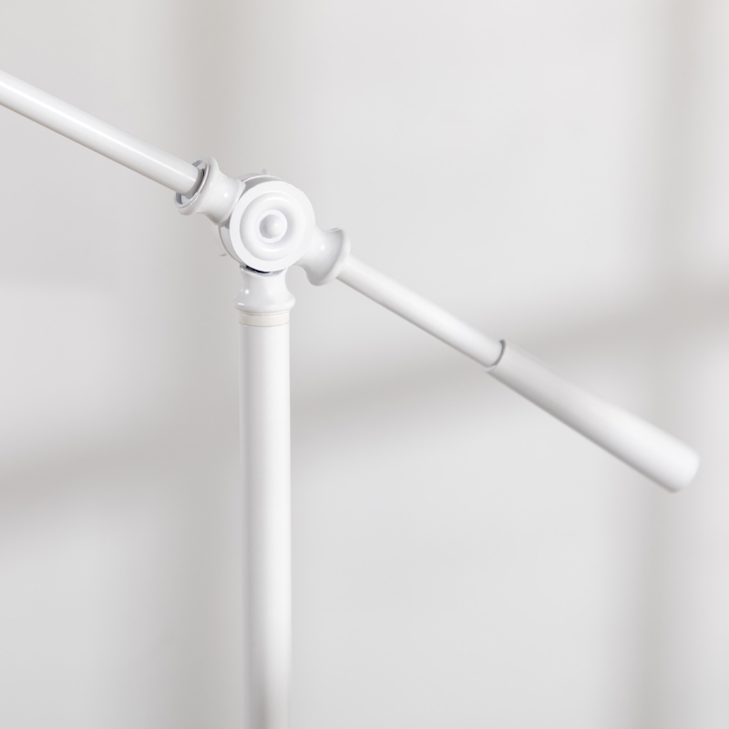 HOMCOM Candeeiro de Pé Estilo Industrial Lâmpada E27 Máx. 40W com Mastro Flexível Ecrã Giratório 90° Ø30x131-155cm Branco