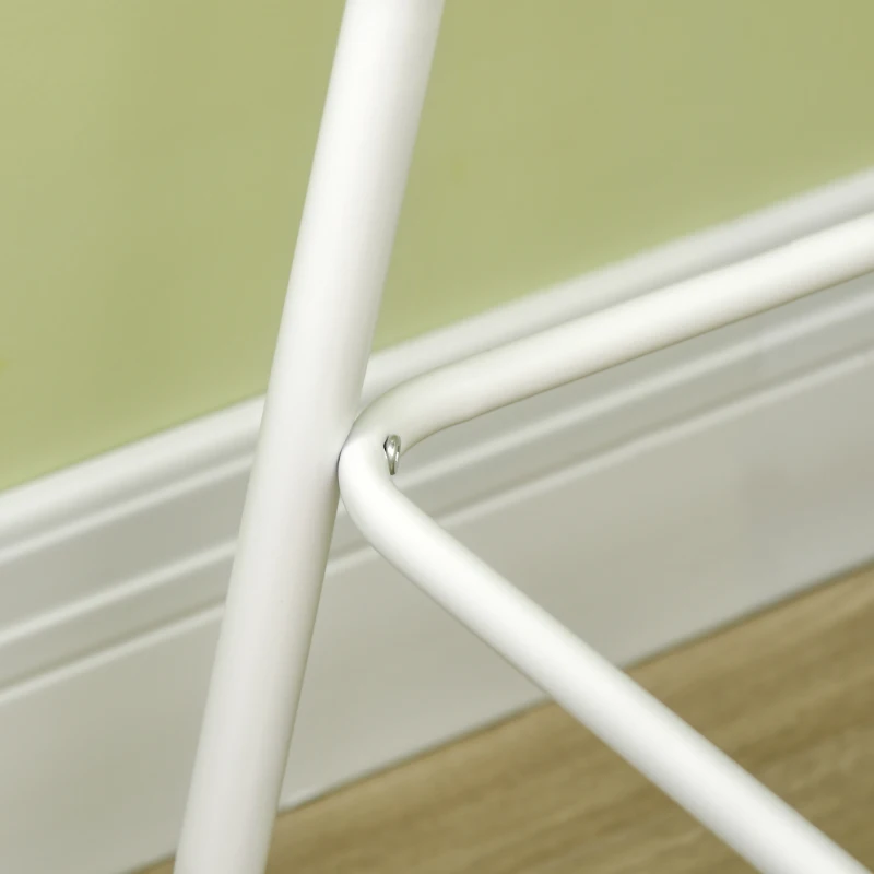 HOMCOM Bar Table and Stools Breakfast Dining Table and Chairs Set of 2 with Steel Frame and Footrest for Bar and Kitchen White