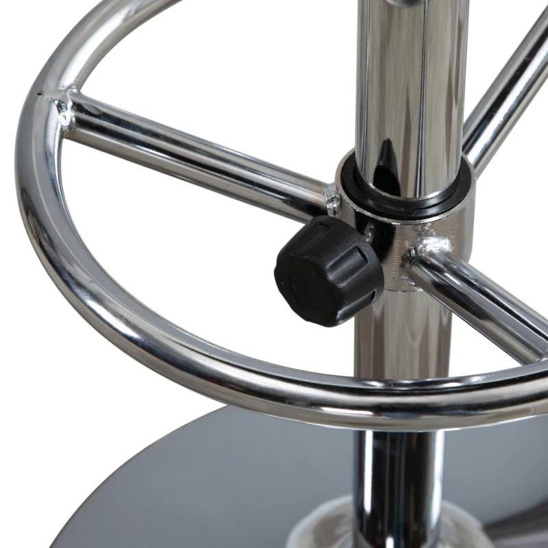 HOMCOM Mesa de Bar Mesa Alta de Cozinha com Apoio para os Pés Ajustável e Estrutura de Metal 62x62x110cm Preto e Prata