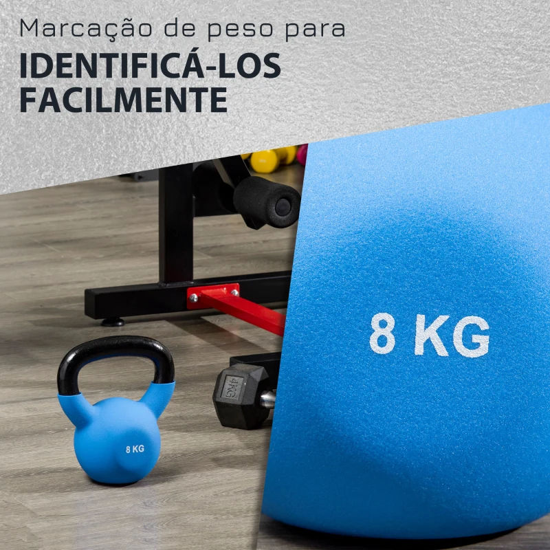 HOMCOM Kettlebell de 8kg de Ferro Fundido Peso Russo com Revestimento de Neoprene para Treinamento de Força 18x11x20cm Azul