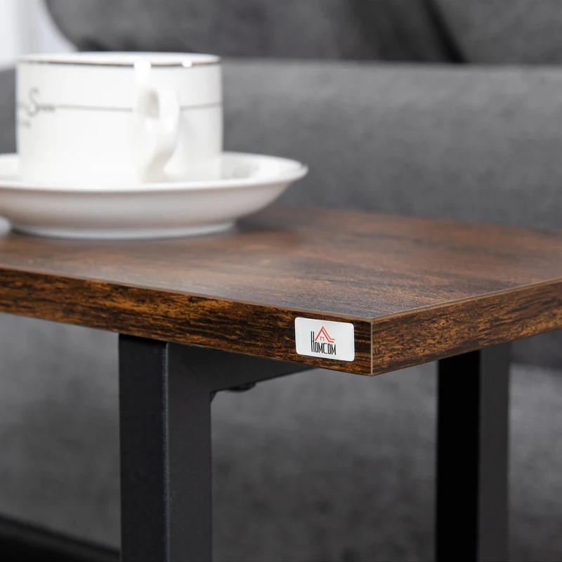 HOMCOM Masa laterala cu geanta de depozitare, masa de pat cu cadru din otel pentru spatii mici