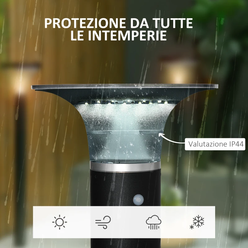 Outsunny Lumina pentru Exterior cu Energie Solara cu 2 Culori, Φ23.5x60cm, Neagra