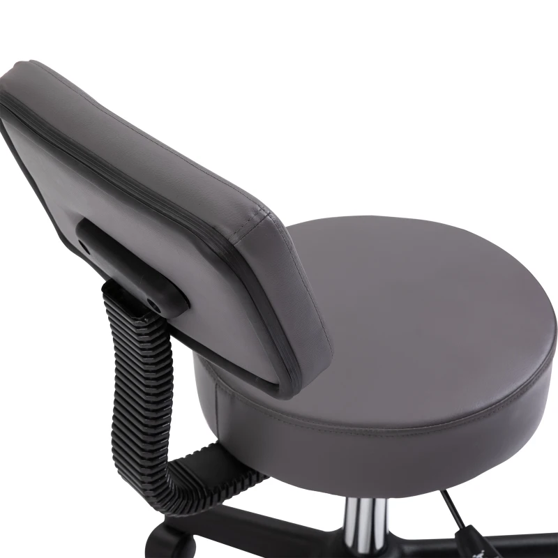 HOMCOM Beautician's Swivel Salon Chair w/ Padded Seat Back 5 Wheels Adjustable Height Salon Hairdressers Tattoo Spa Rolling Cushion Professional 35cm Grey