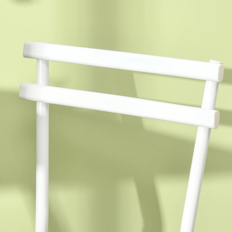 HOMCOM Bar Table and Stools Breakfast Dining Table and Chairs Set of 2 with Steel Frame and Footrest for Bar and Kitchen White