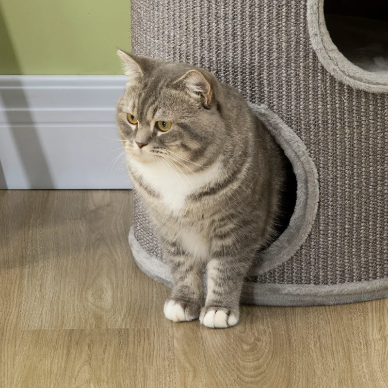 PawHut Ansamblu pentru pisici, Turn din Sisal pentru animale de companie cu planforme cu invelis moale