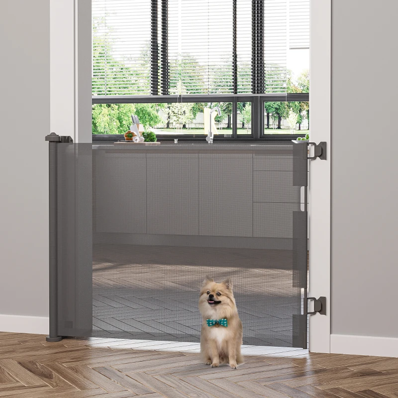 PawHut Foldable Pet Gate, for Stairs, Doorways, Corridors - Grey