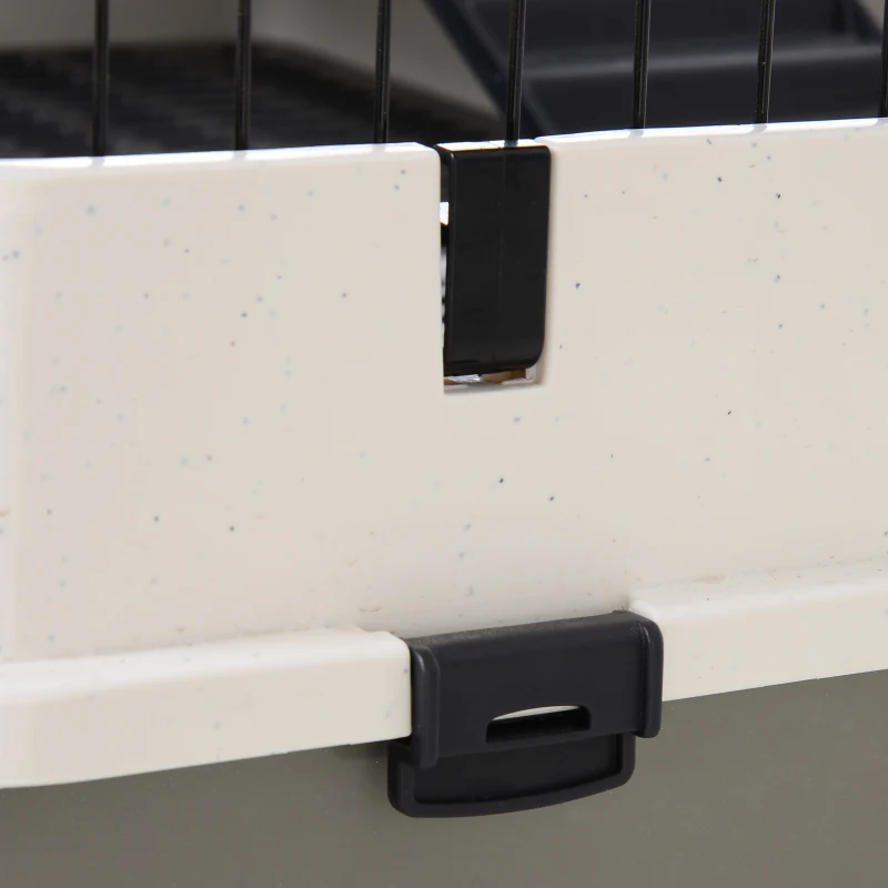 PawHut Gabbia a 3 Piani in Metallo con Vassoio per Roditori, Conigli e Furetti con 4 Ruote, 81.2x52.7x114cm, Nera