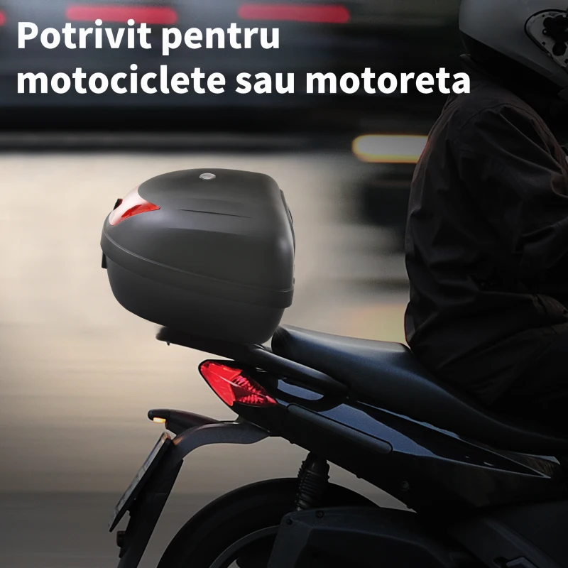 HOMCOM Cutie pentru Casca pentru Motocicleta 48L cu 2 chei din PP Negru 59 x 43 x33cm