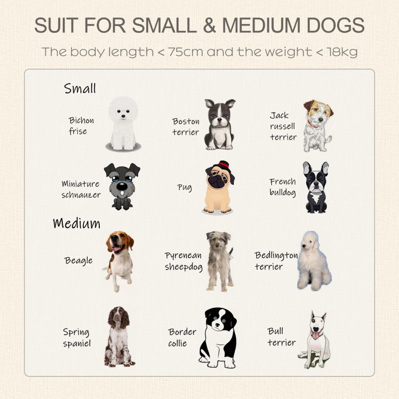 PawHut Wooden Dog Crate, Furniture Style Dog Kennel End Table w/ Lockable Door, Window, for Small, Medium Dogs, Grey and Natural