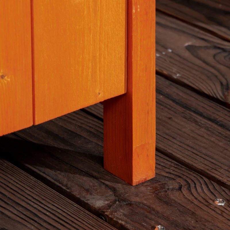 Outsunny Wooden Garden Shed, Small Outdoor Storage Cabinet with 3 Shelves, Tilted-felt Roof, and Two Lockable Doors, Orange(m-9)