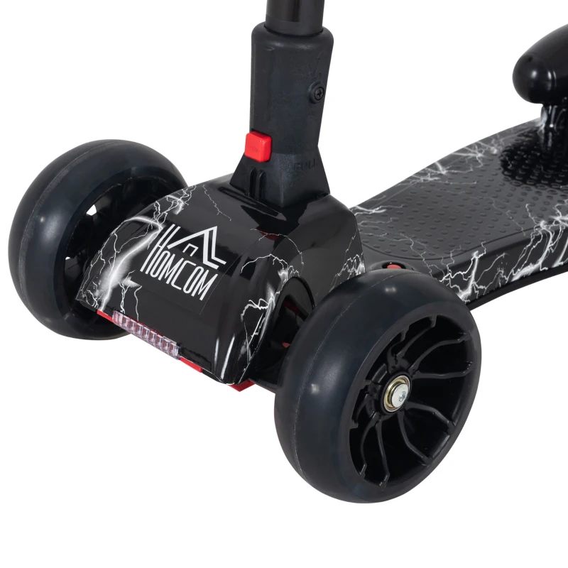 HOMCOM Kids 3 Wheel Plastic Scooter Adjustable Height w/ Engine-Look Water Spray Black