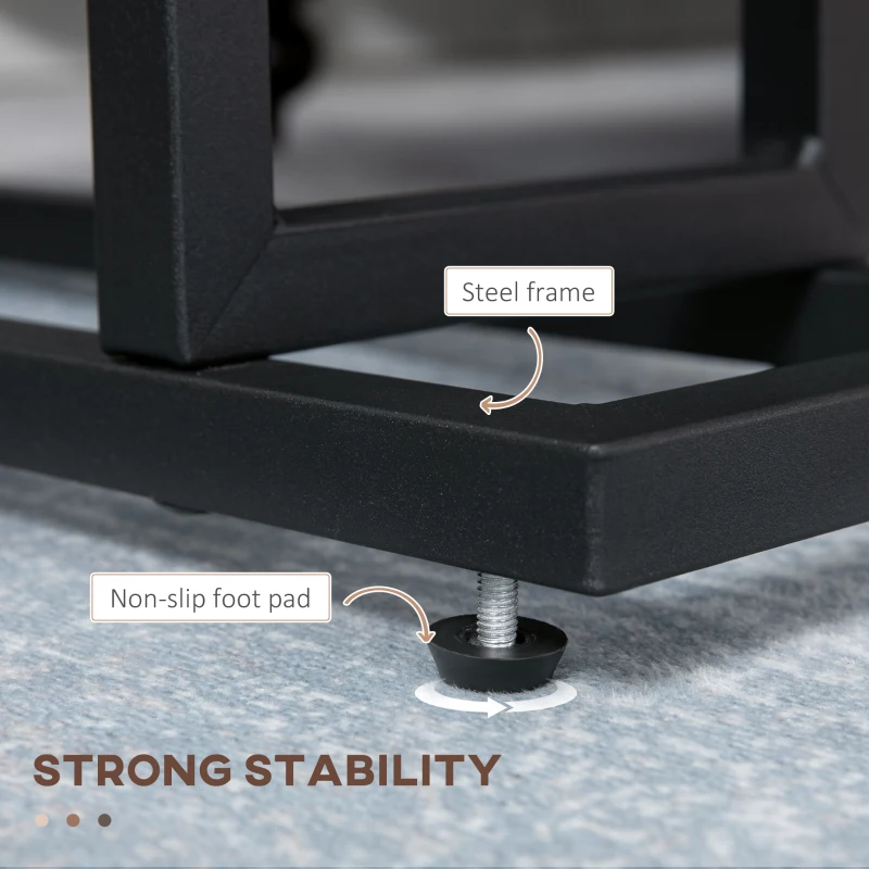 HOMCOM Masa laterala cu geanta de depozitare, masa de pat cu cadru din otel pentru spatii mici