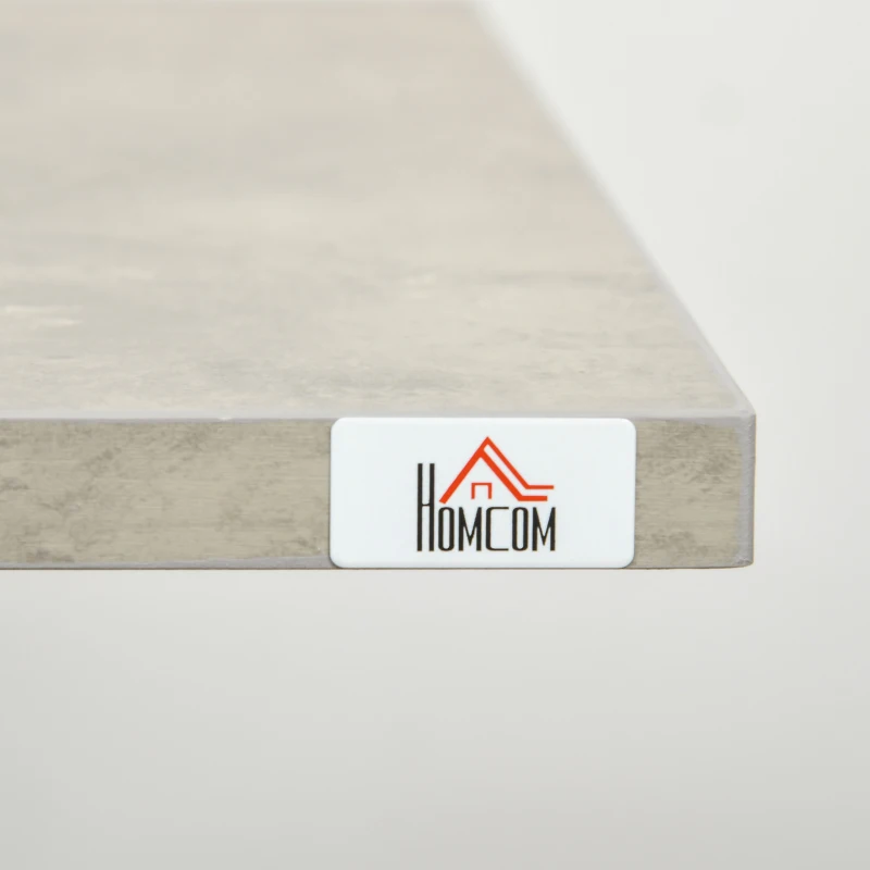 HOMCOM Contemporary Dining Table for 4 People, Marble Effect Rectangle Kitchen Table Breakfast Desk with Metal Sled Legs, Light Grey