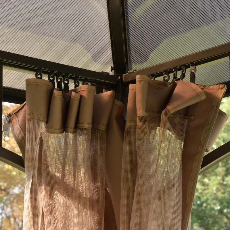 Outsunny Gradina Foisor cu Plasa de tantari 3.6x3m, Acoperisin Policarbonat, culoare Maro