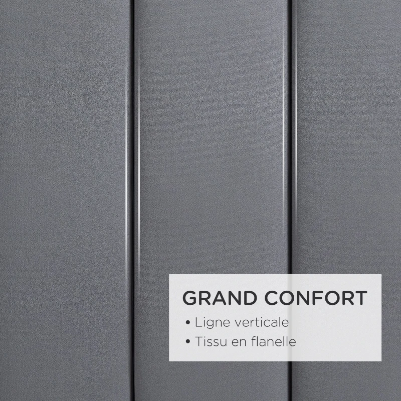 HOMCOM Tête de lit rembourrée panneau rembourrée panneau mural d'appoint revêtement en flanelle cadre en bois de caoutchouc 160 x 100 cm gris