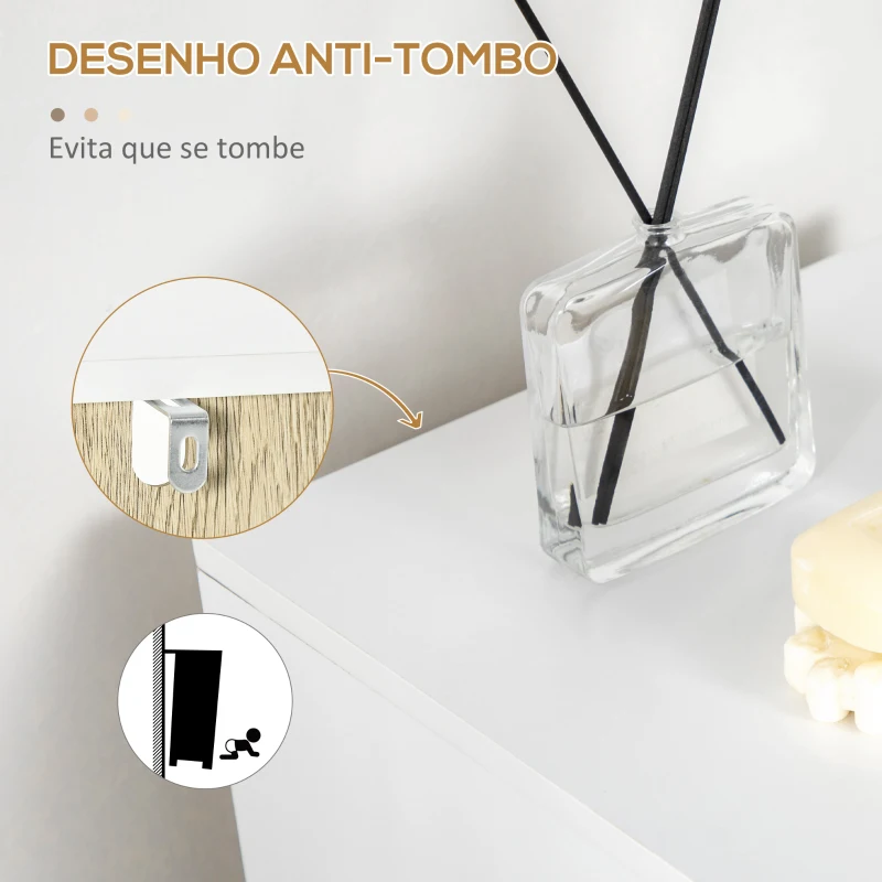 kleankin Armário Casa de Banho Móvel Baixo para Casa de Banho com Porta e Compartimento Aberto 31,5x30x91cm Carvalho e Branco