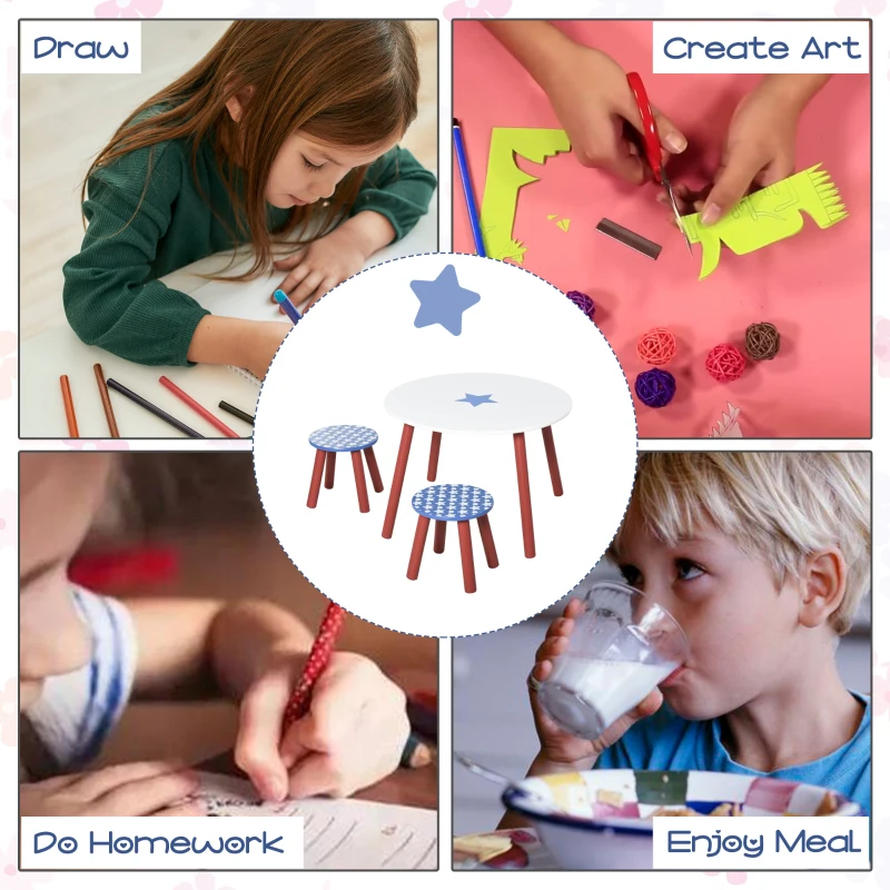 HOMCOM set masa si 2 scaune rotunde, model instelat