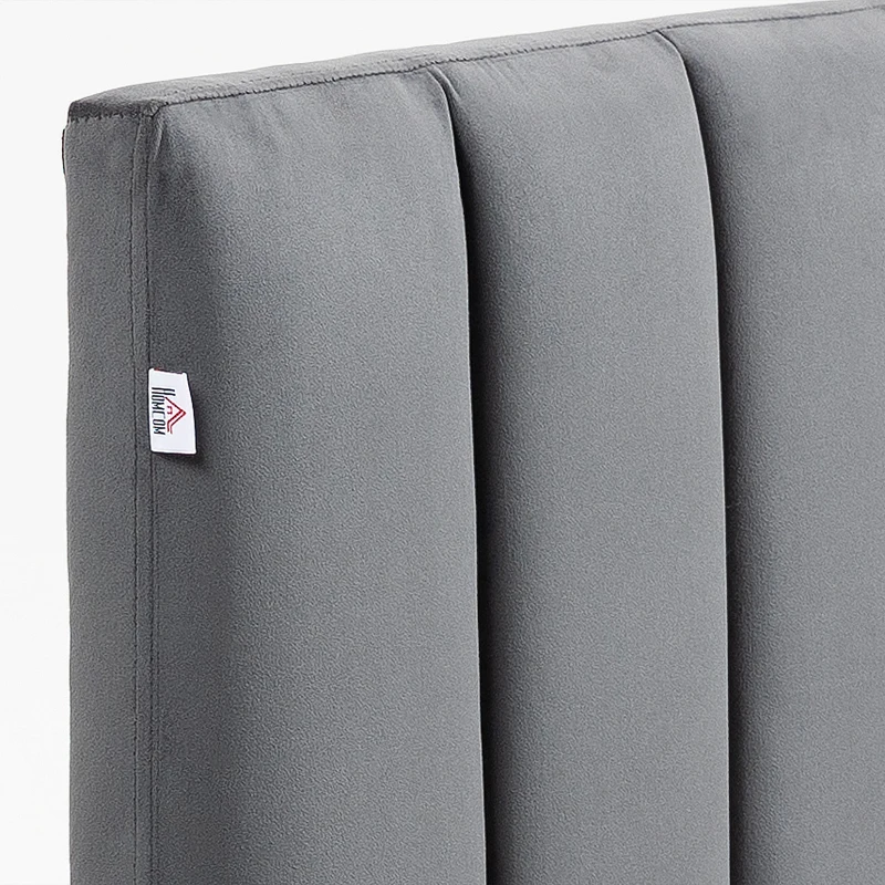 HOMCOM Tête de lit rembourrée panneau rembourrée panneau mural d'appoint revêtement en flanelle cadre en bois de caoutchouc 160 x 100 cm gris