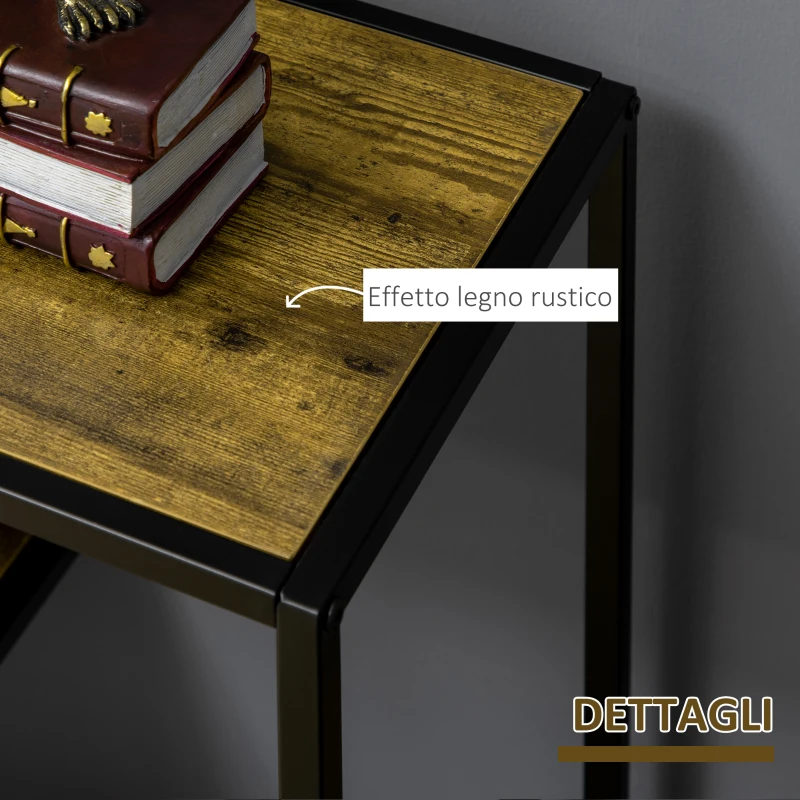 HOMCOM Libreria Moderna 4 Ripiani Stile Industriale in Legno e Metallo, 83x34x180cm, Marrone