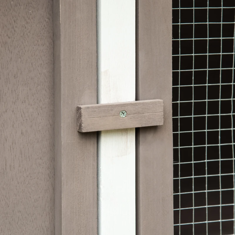 PawHut Conejera de Madera de 2 Pisos con Techo Asfáltico Bandejas Extraíbles y Rampa para 2 Conejos 100x47x91 cm Marrón