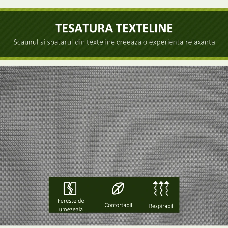 Outsunny Balansoar cu 2 Locuri de Gradina pentru Exterior cu Baldachin Reglabil si Sezuta din Textilen, 140x118x162cm Gri
