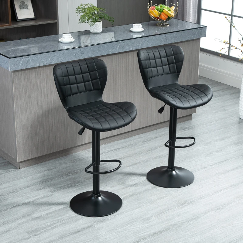 HOMCOM 2-Set Bar Stools Retro Design 47 cm x 56 cm x 89-109 cm Black