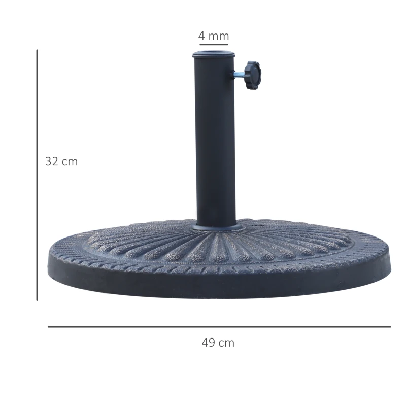 Outsunny Baza pentru Umbrela de Soare Diametru 3,8-4,8cm Desen Floral cu Manivela Greutate 15kg de Gradina Rasina 49x32cm