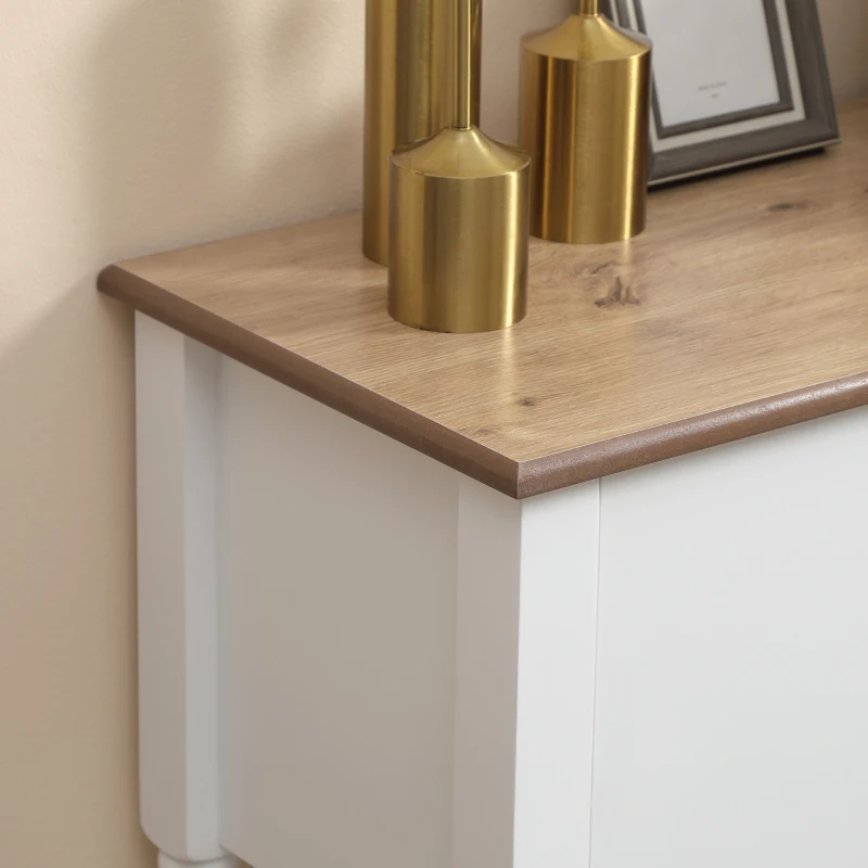 HOMCOM Sideboard, Buffetschrank, 2 Schrankfächer, 2 Schubladen, Tischplatte mit Holzmaserung, weiß, 100 x 35 x 81,5cm