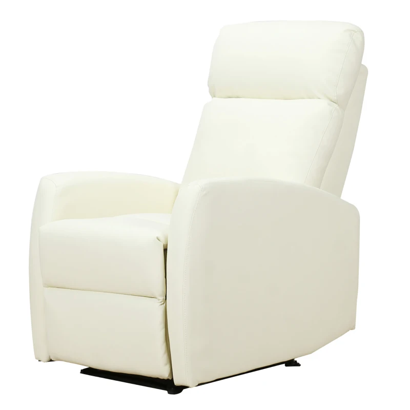 HOMCOM Fotoliu Relax Rabatabil Ergonomic Piele Sintetica 65 × 92 × 100cm Crem