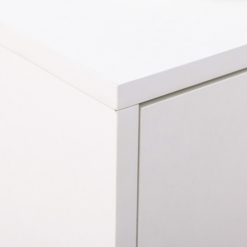 HOMCOM Dulap modern pentru pantofi, 12 perechi de pantofi cu 2 usi si sertar, din PAL, MDF si metal, 75x26x110 cm, alb(m-8)