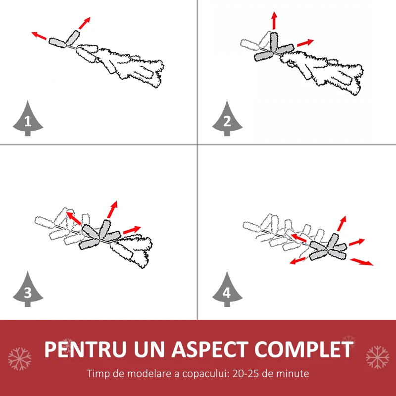 HOMCOM Brad de Craciun Artificial Inzapezit 60 de Lumini LED Albe si 116 Ramuri Verzi