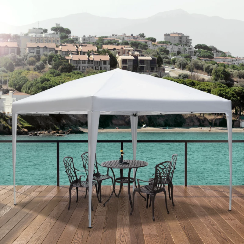 Outsunny 3 x 3M Garden Pop Up Gazebo Height Adjustable Marquee Party Tent Wedding Canopy with Carrying Bag, White