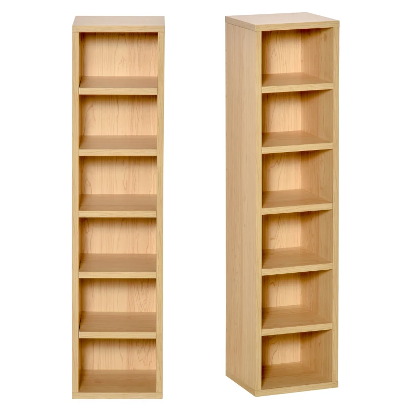 Homcom Set de 2 Dulapuri cu rafturi Mobilier 6 Rafturi in Lemn MDF 21X19.2X88.3cm