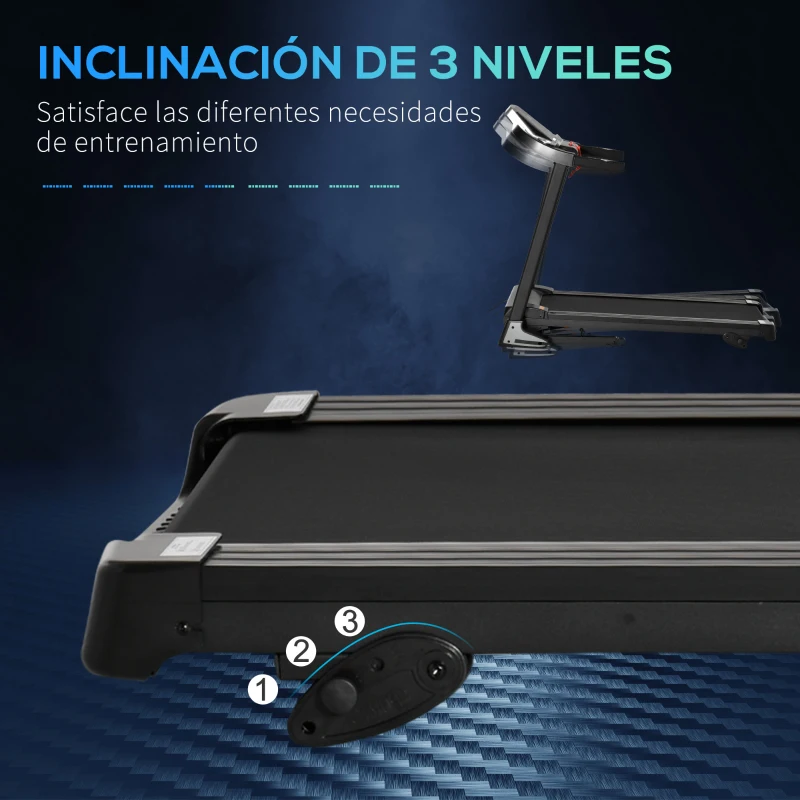 HOMCOM Cinta de Correr Cinta Estática de Correr Plegable Velocidad hasta 12,8 km/h con 12 Programas Superficie Grande 122x40 cm Pantalla LED Portabotellas Ritmo Cardiaco y Ruedas 142x66x127 cm Negro