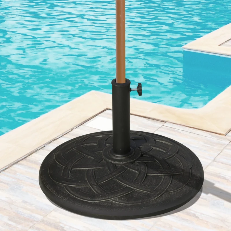 Outsunny 19KG Resin Umbrella Base Garden Parasol Base Stand Round Sun Shade Holder Suitable For Pole Between Φ38mm to Φ48mm