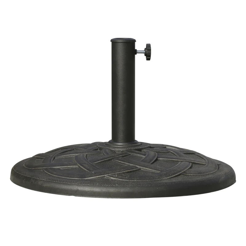 Outsunny 19KG Resin Umbrella Base Garden Parasol Base Stand Round Sun Shade Holder Suitable For Pole Between Φ38mm to Φ48mm
