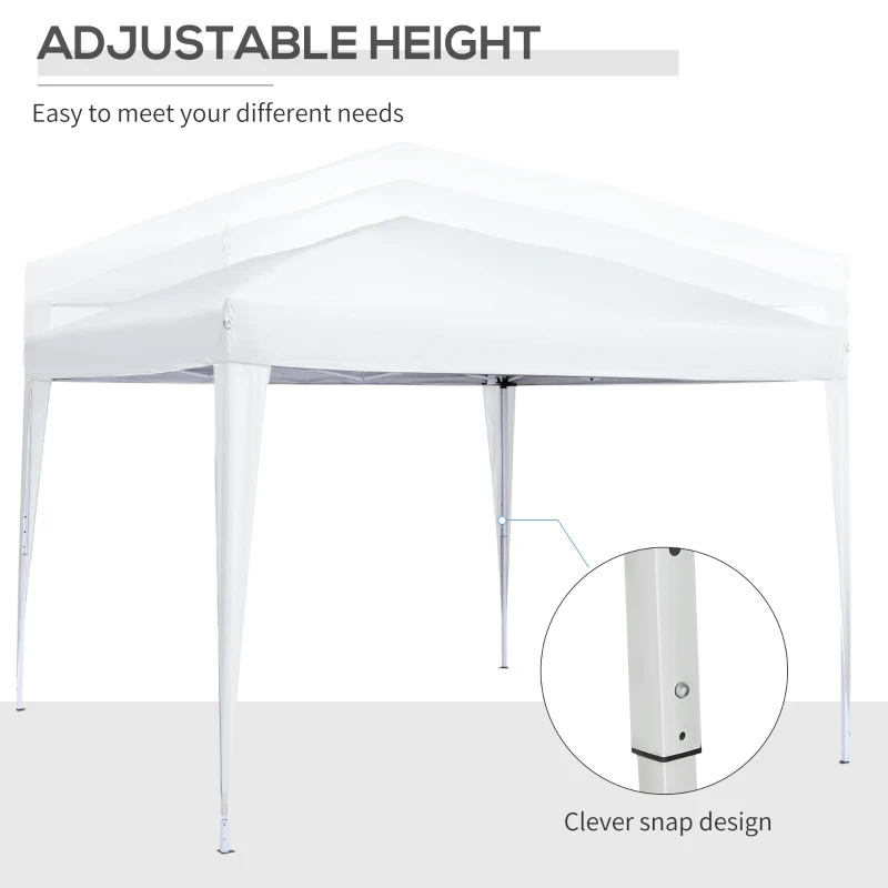 Outsunny 3 x 3 m Garden Pop Up Gazebo, Wedding Party Tent Marquee, Water Resistant Awning Canopy with Sidewalls, Windows, Carry Bag, White