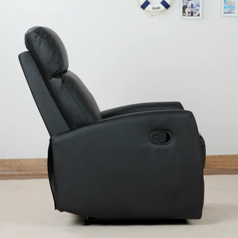 HOMCOM Fotoliu Relax Rabatabil Ergonomic Piele Sintetica 65 × 92 × 100cm, Negru