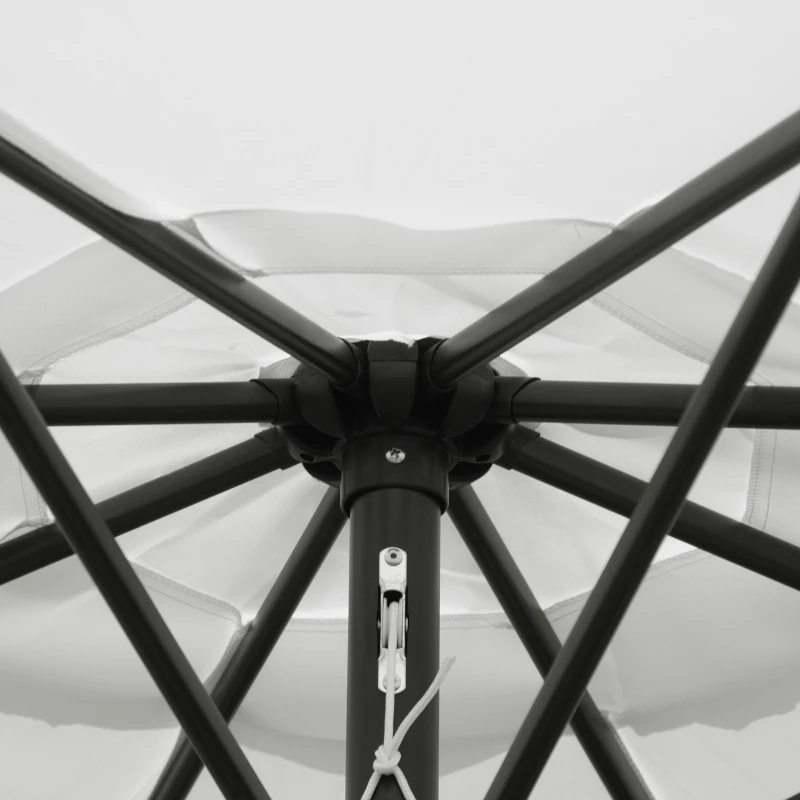 Outsunny Umbrela de Gradina Φ300cm cu Manivela Reglabila din Metal si Poliester, Alb
