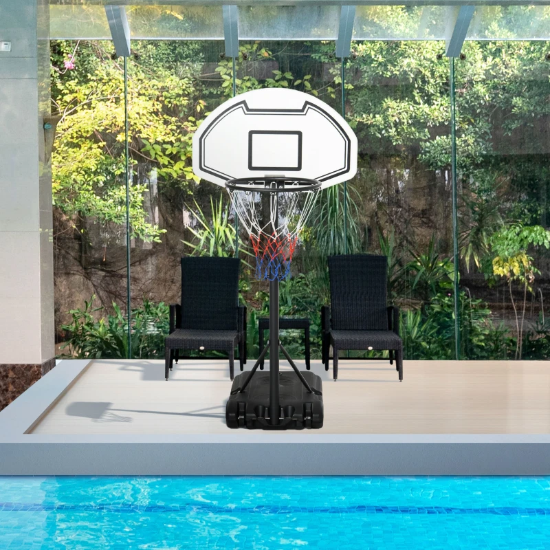 HOMCOM Portable Basketball Stand 94-123cm Basket Height Adjustable Hoop For Adults Suitable for Pool Side