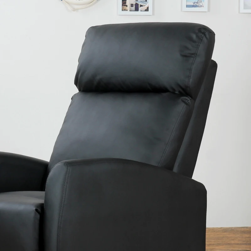 HOMCOM Fotoliu Relax Rabatabil Ergonomic Piele Sintetica 65 × 92 × 100cm, Negru