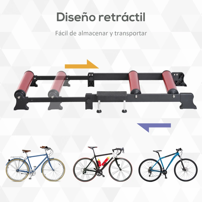 HOMCOM Rodillo de Ciclismo Ajustable Rodillo de Entrenamiento para Bicicleta Universal Interior 93-145x54x14.5cm Aleación de Aluminio