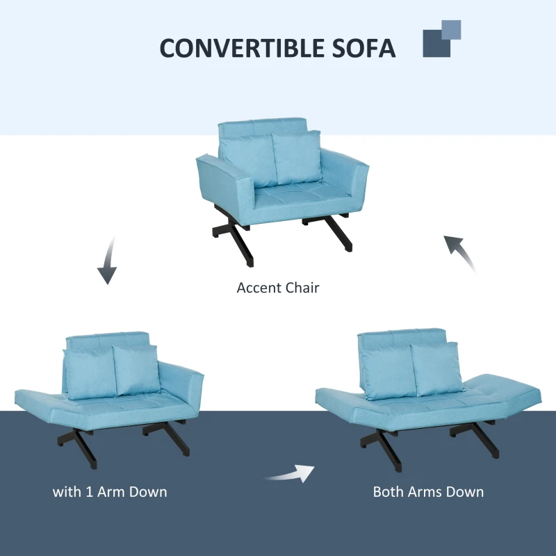 HOMCOM Canapea Extensibila cu 2 Locuri cu Pat pentru o Persoana Mobilier Modern Casa si Birou
