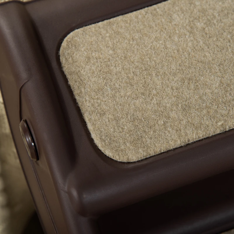 PawHut Foldable Four-Step Pet Stairs, for Cats, Small Miniature Dogs, with Non-Slip Mats 62 x 38 x 49.5cm - Dark Brown