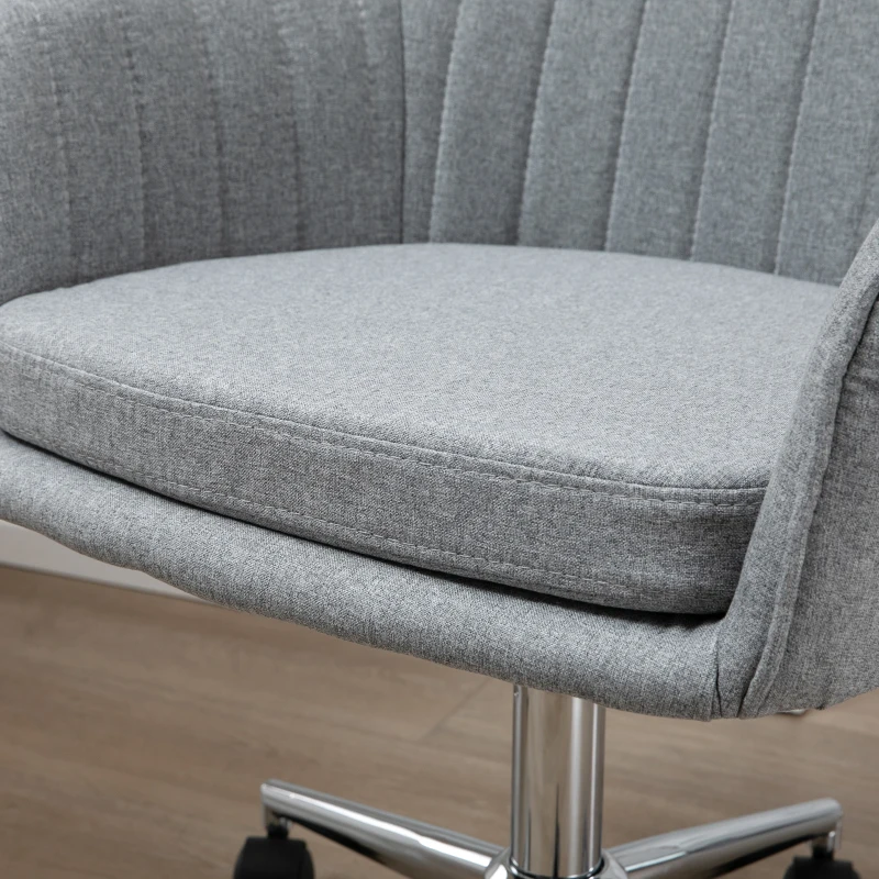 Vinsetto Scaun de birou din stofa cu roti, scaun pivotant si reglabil pe inaltime, 61x59x86-96cm, gri deschis