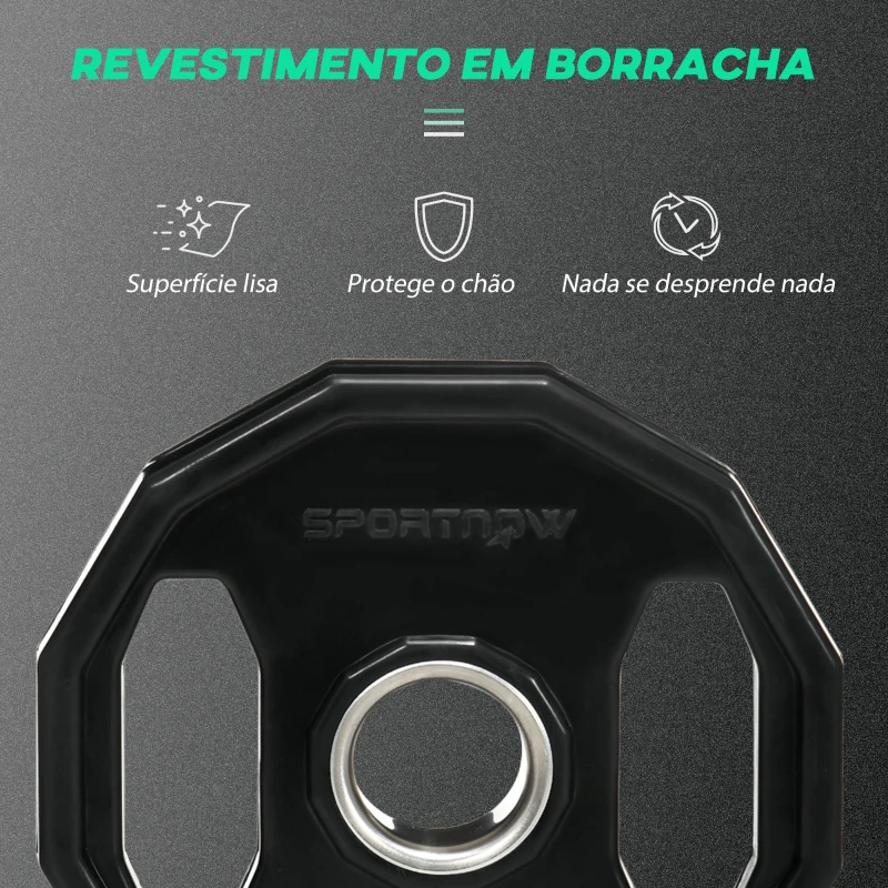 SPORTNOW Conjunto de 2 Discos de Pesos Olimpicos 10kg Ferro Fundido Placas de Peso com Orifício de 5cm Ø32x4 cm Preto