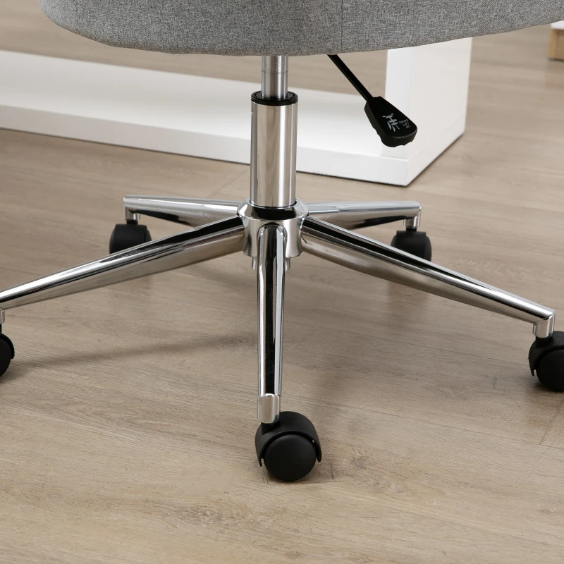 Vinsetto Scaun de birou din stofa cu roti, scaun pivotant si reglabil pe inaltime, 61x59x86-96cm, gri deschis