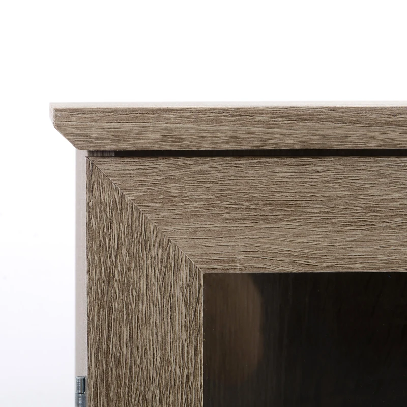 HOMCOM 100CD Media Cabinet with Glass Doors, 4-Tier CD Storage Unit, Modern Bookcase with Magnetic Design for Study, Brown