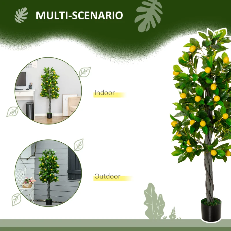 HOMCOM Artificial Lemon Tree Fake Decorative Fruits Plant in Nursery Pot for Indoor Decor